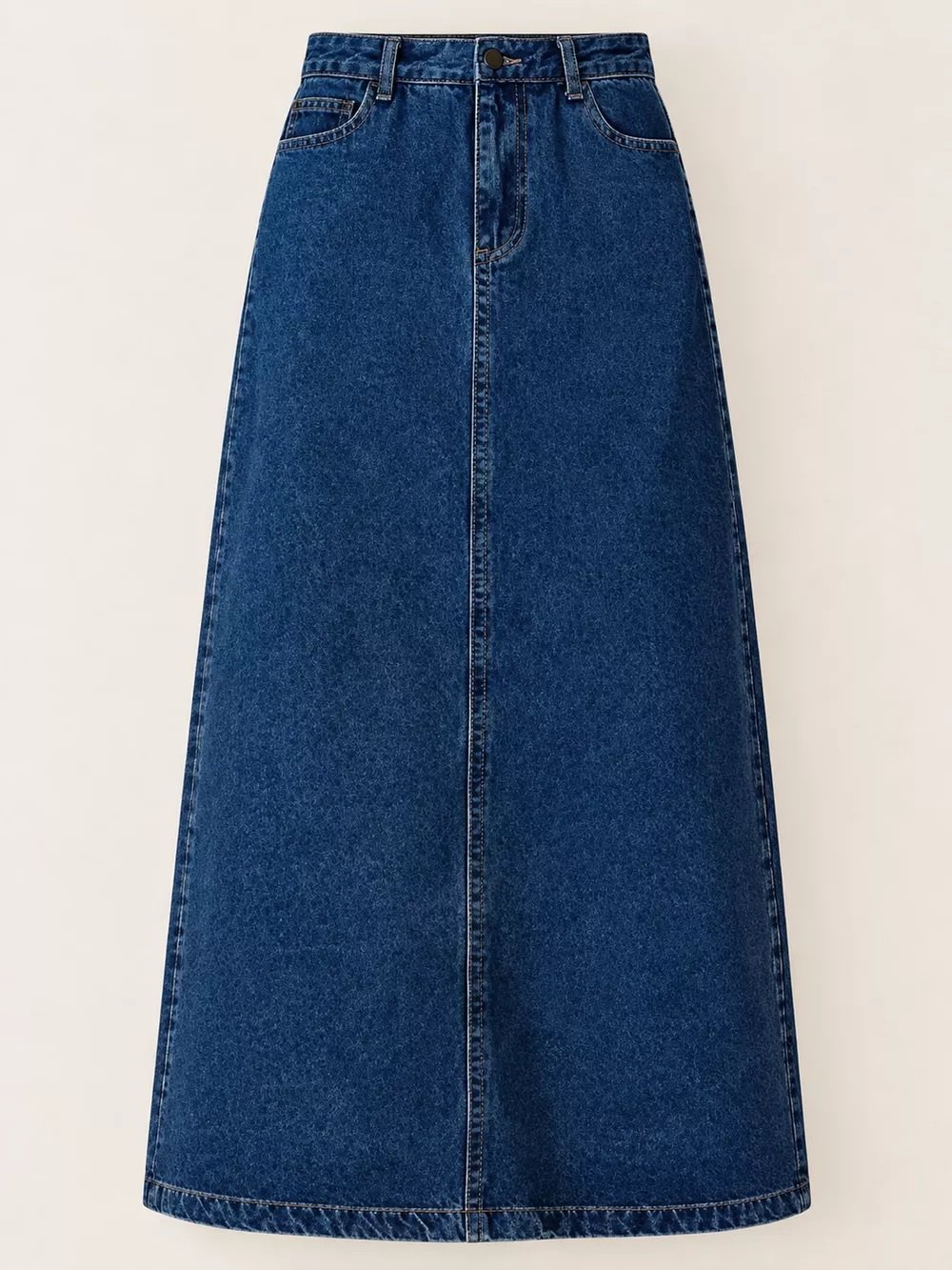 Full Size High-Waisted Vintage Wash Midi Denim Skirt Plus Size, image 9