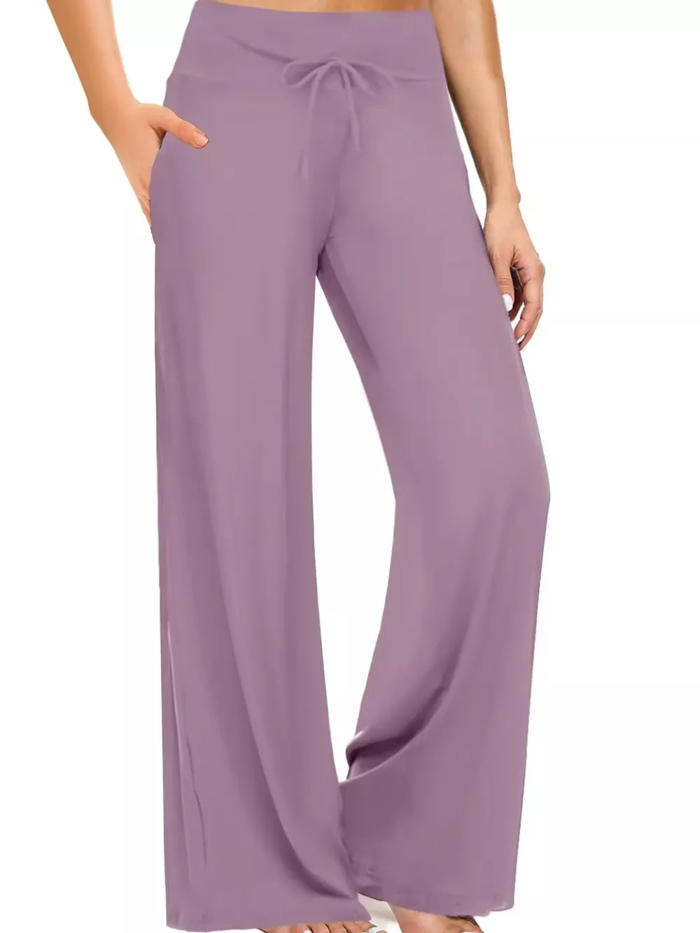High-Waisted Wide-Leg Lounge Bottoms with Pockets, image 19