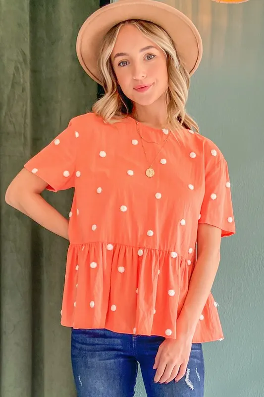 Pom Pom Polka Dots Short Sleeve Top, image 4