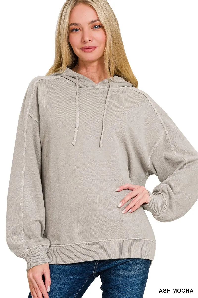 French Terry Pigment Dye & Enzyme Washing Hoodie