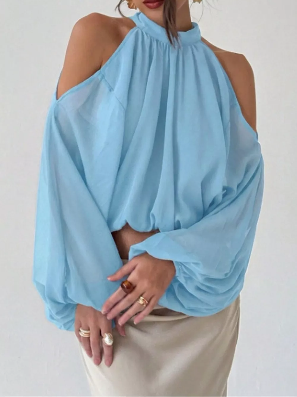 Cold-Shoulder Long Sleeve Blouse, image 2