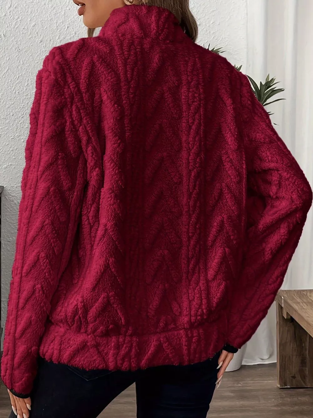 Full Size Quarter-Zip Sherpa Sweatshirt Plus Size, image 19