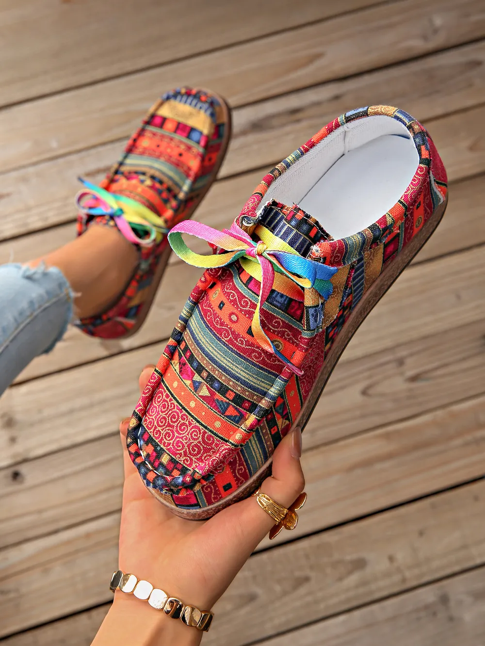 Printed Lace Up Sneakers, image 11