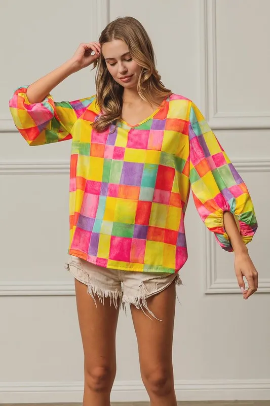 Multi Block Bubble Pop Ballon Top, image 12
