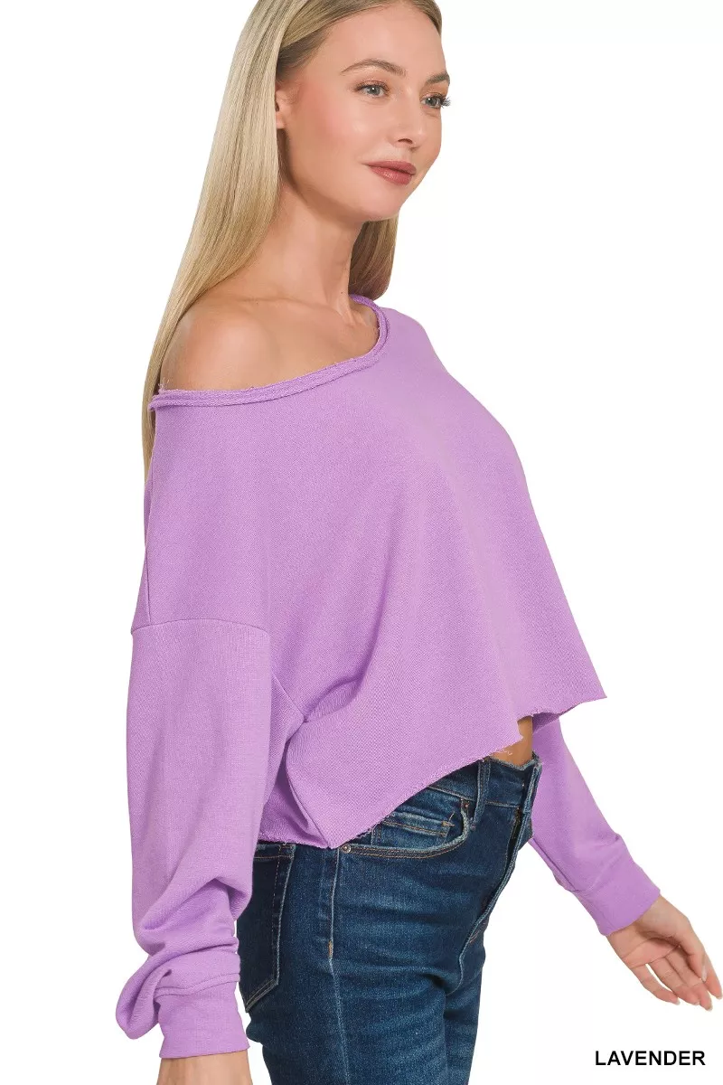 French Terry Boatneck Crop Top, image 3