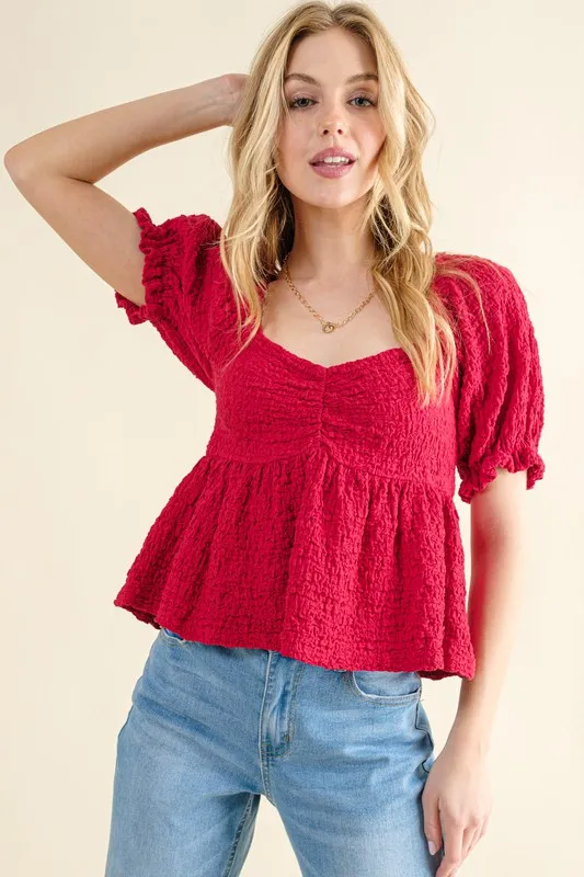 Lovely Textured and Smocked Top, image 4