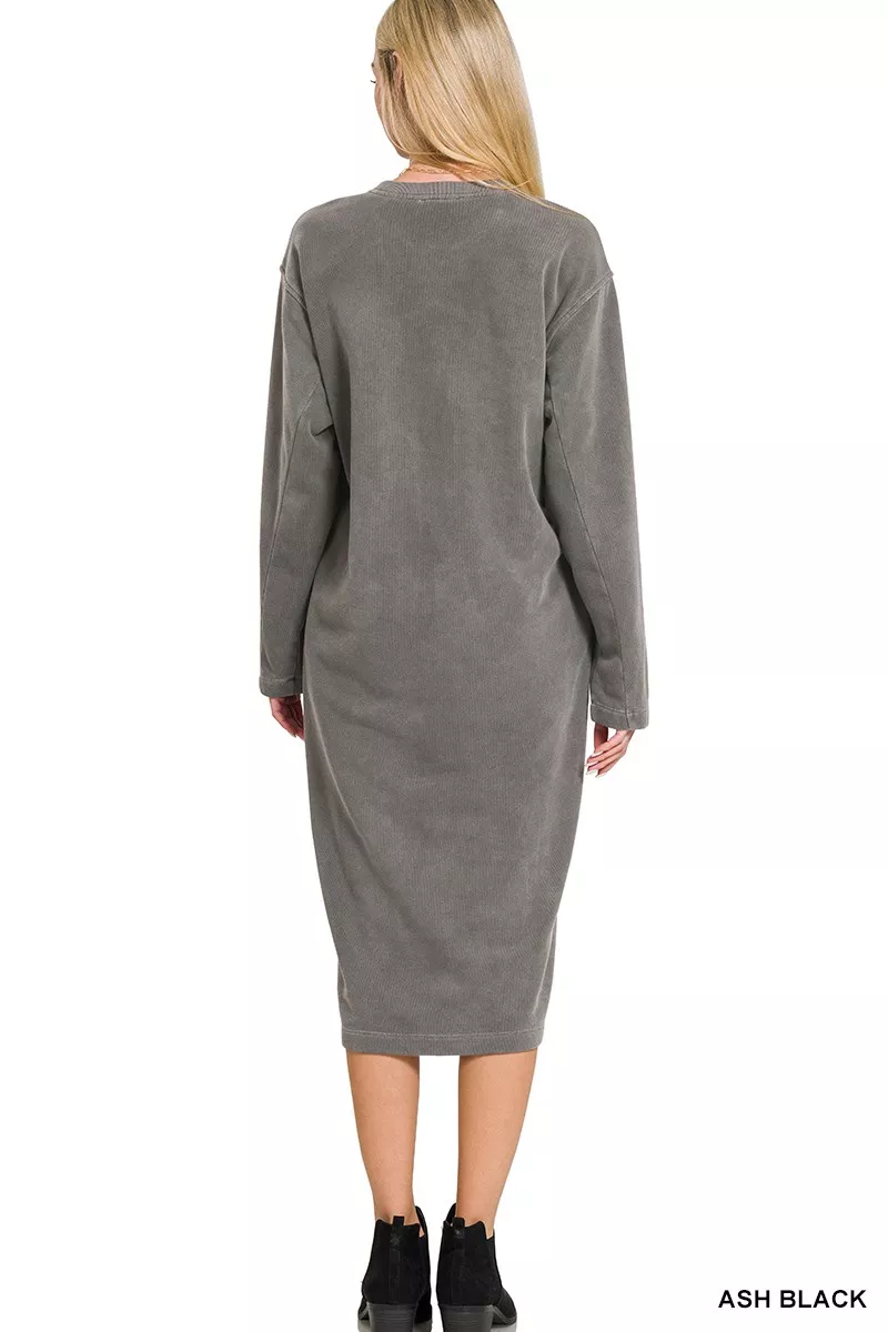Soft Fleece Pigment Dye Sweatshirts Dress, image 3