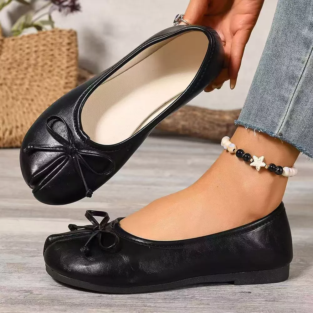 Bow Decor Split Toe Slip-Ons, image 5