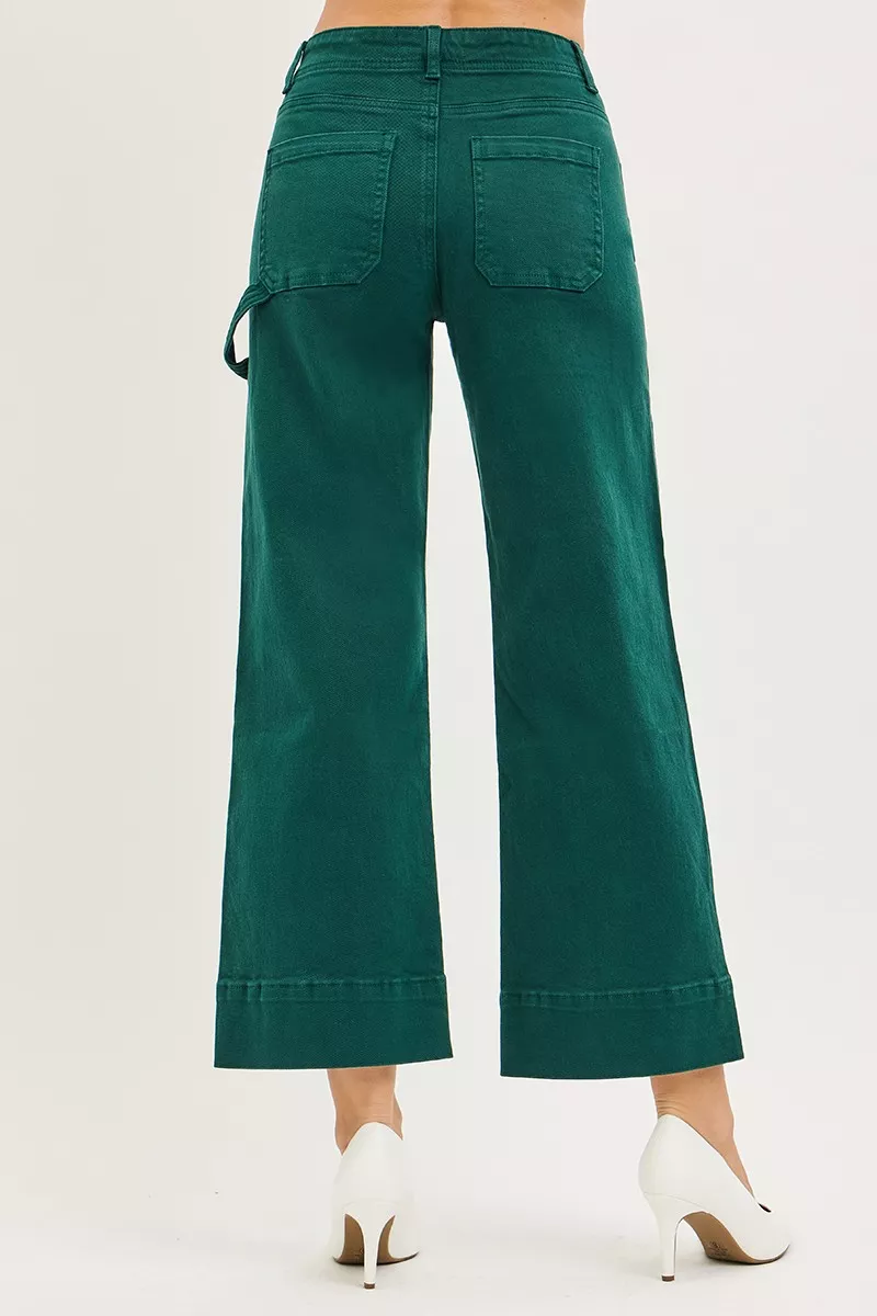 Tummy Control High Rise Crop Wide No Waist Band Pants, image 4