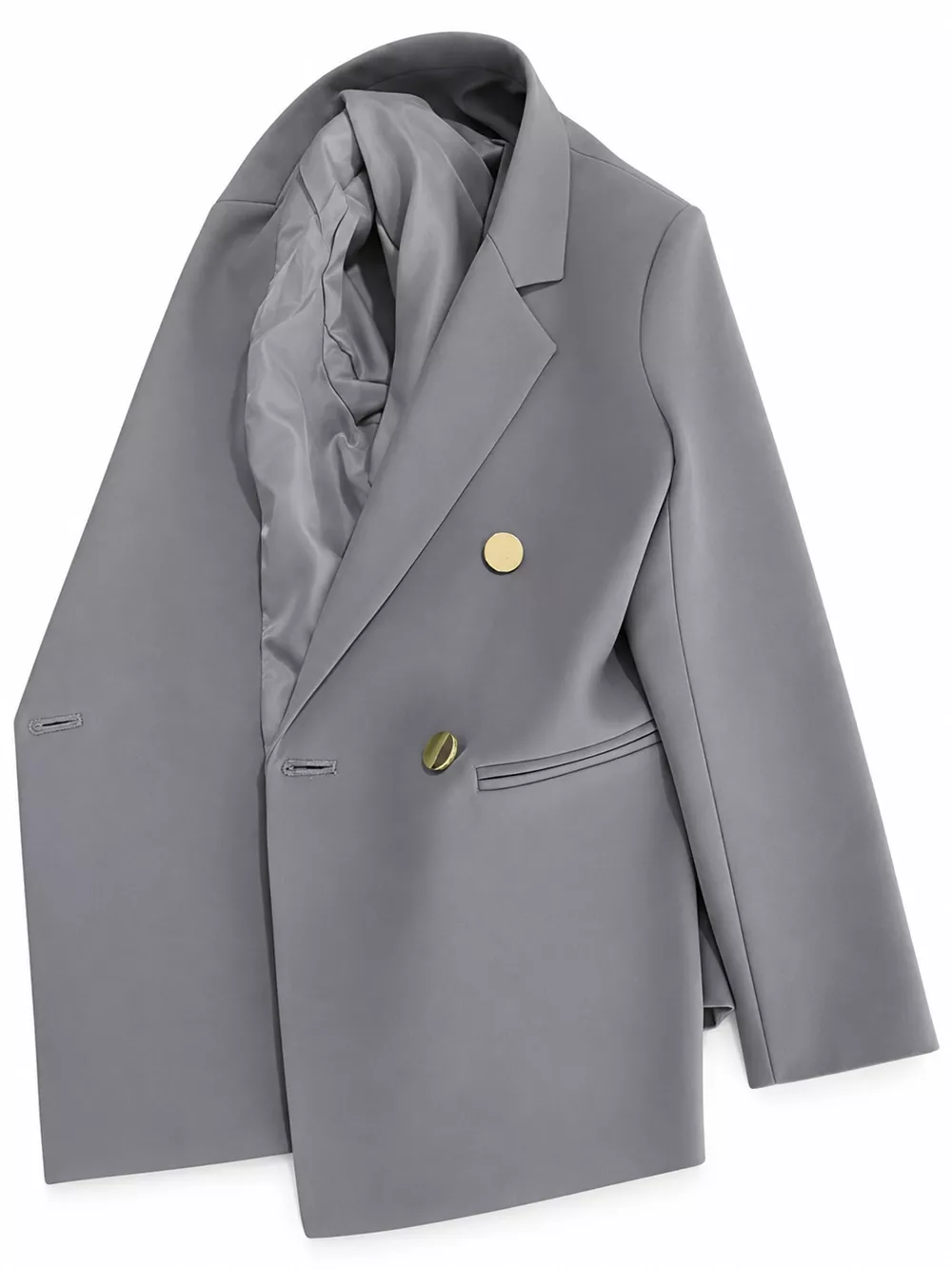 Full Size Minimalist Double-Breasted White Blazer Plus Size, image 30