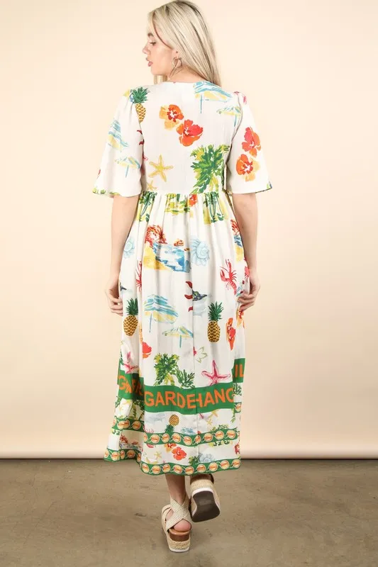 Button Down Printed Midi Dress, image 5