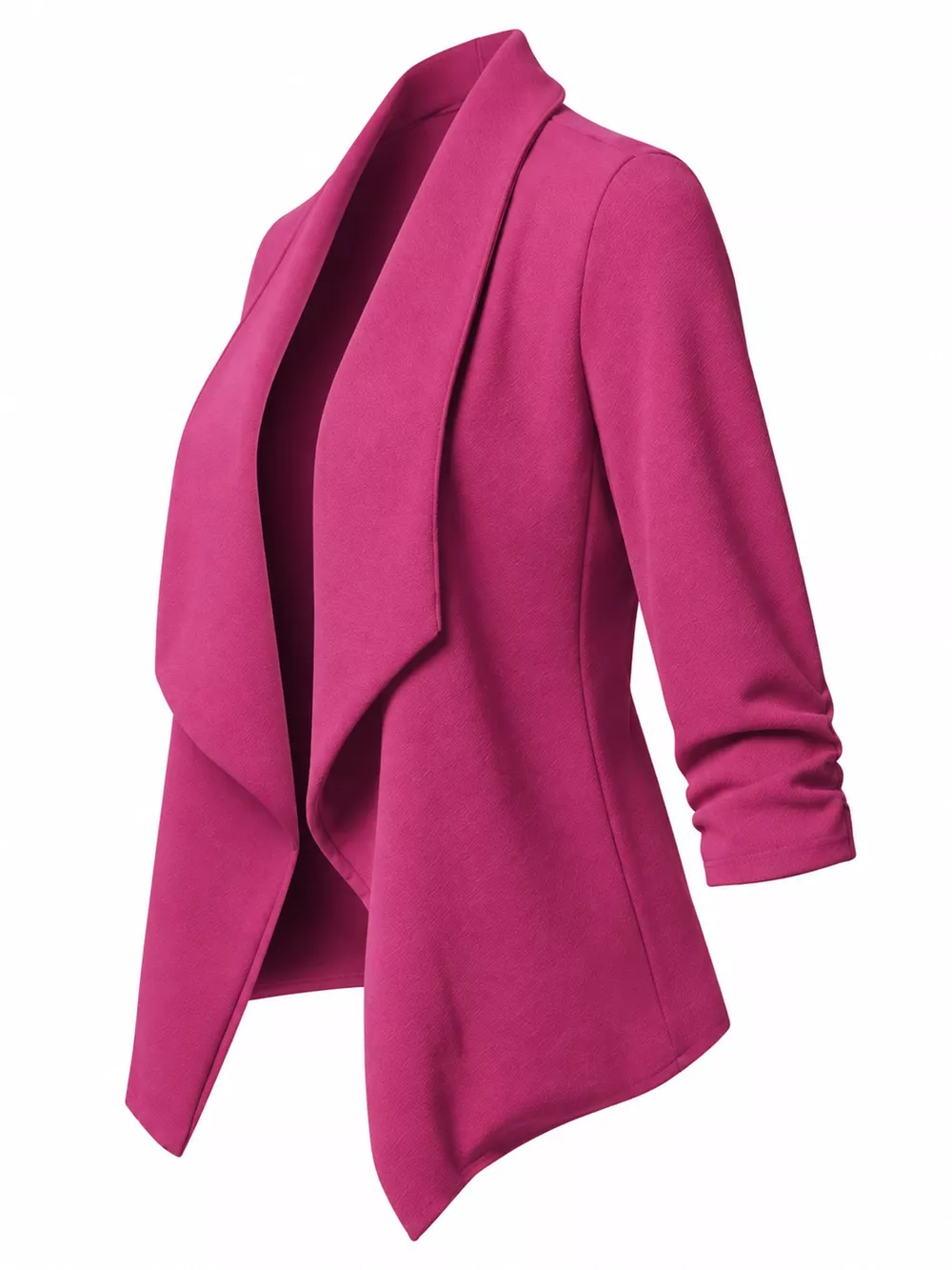 Full Size Open Front Drape Blazer with 3/4 Ruched Sleeves Plus Size, image 31