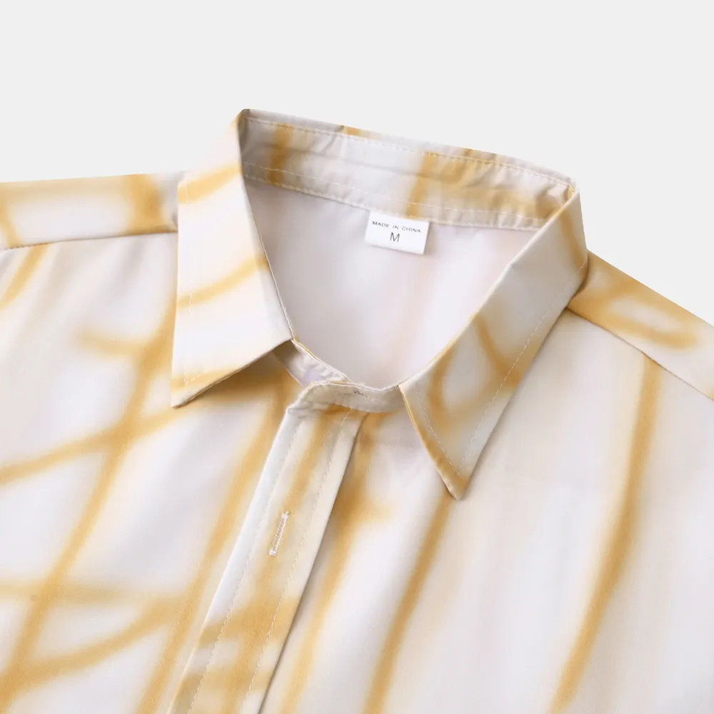Men's Plus Size Abstract Lines Print Short Sleeve Summer Casual Shirt, image 3