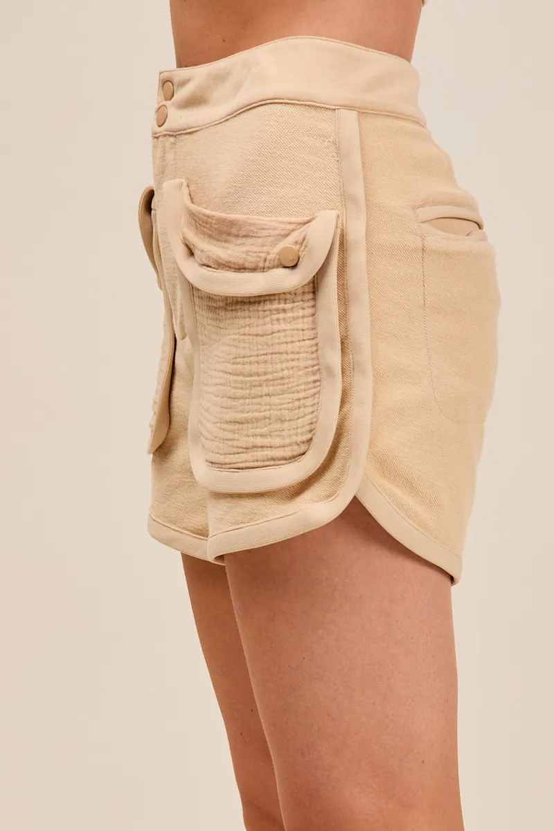 Mineral Washed Terry High Rise Cargo Shorts, image 7