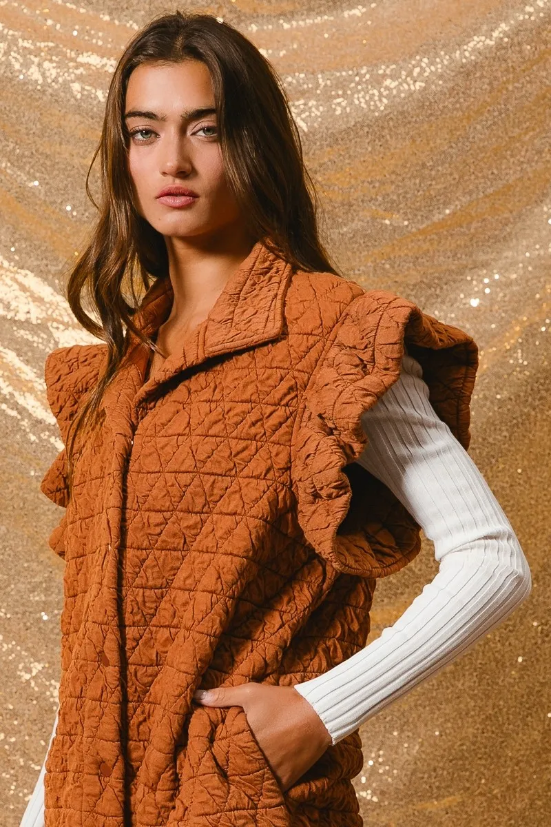 Quilting Knit Ruffle Sleeve Vest, image 7