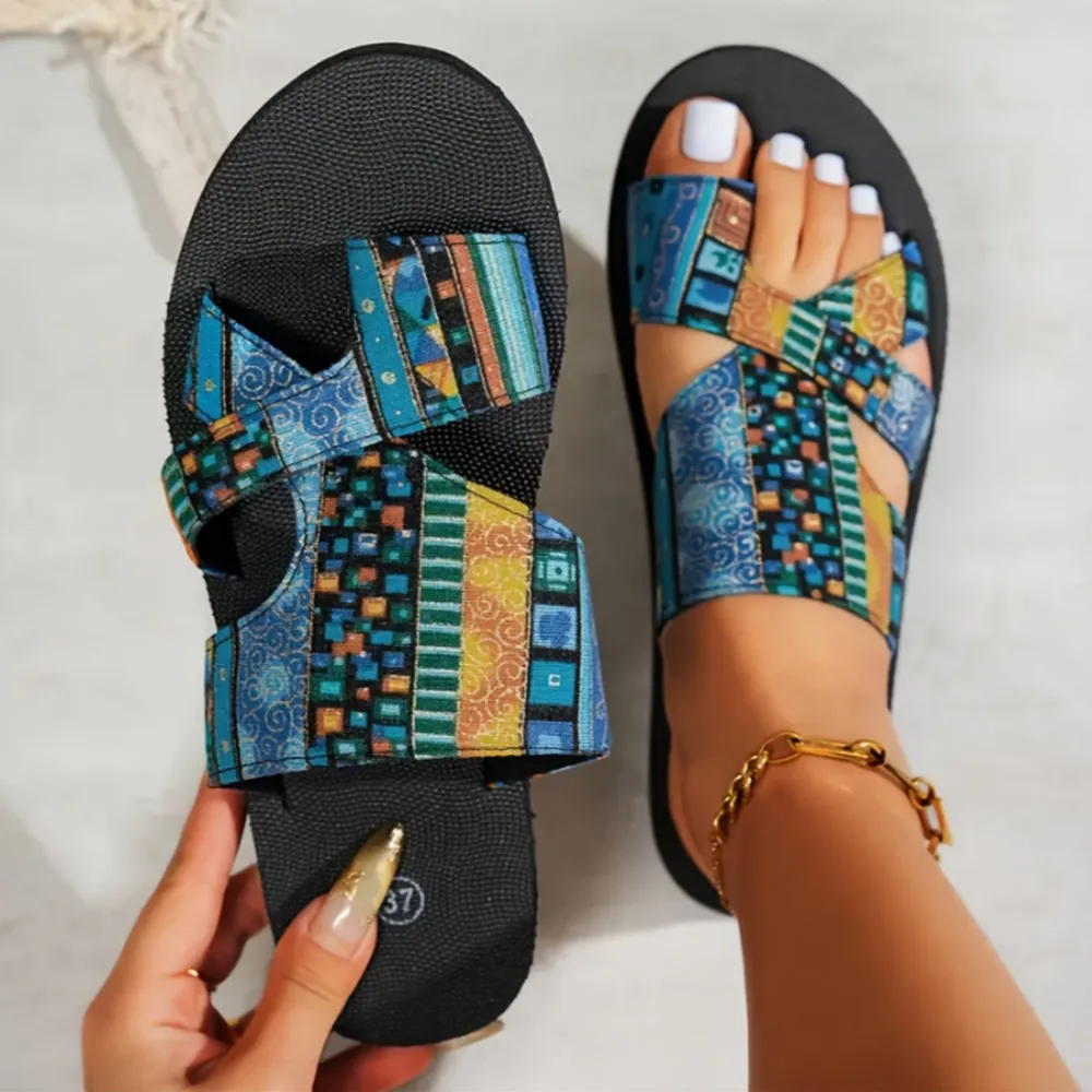 Bohemian Patterned Cutout Sandals