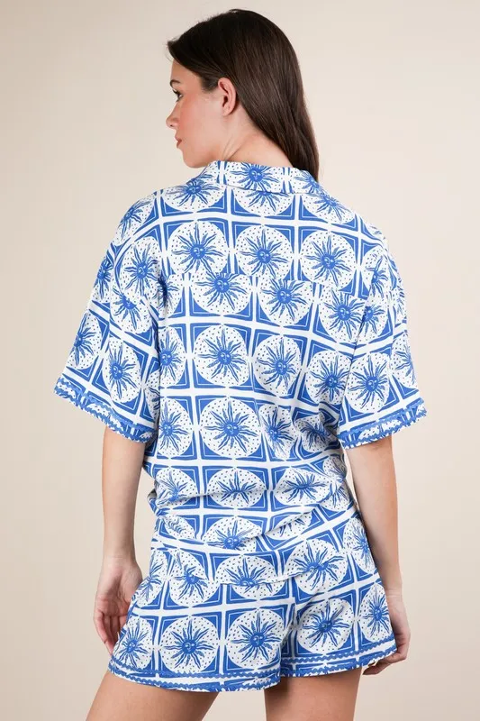 Full Size Tropical Printed Shirt Top and Shorts Set Plus Size, image 7