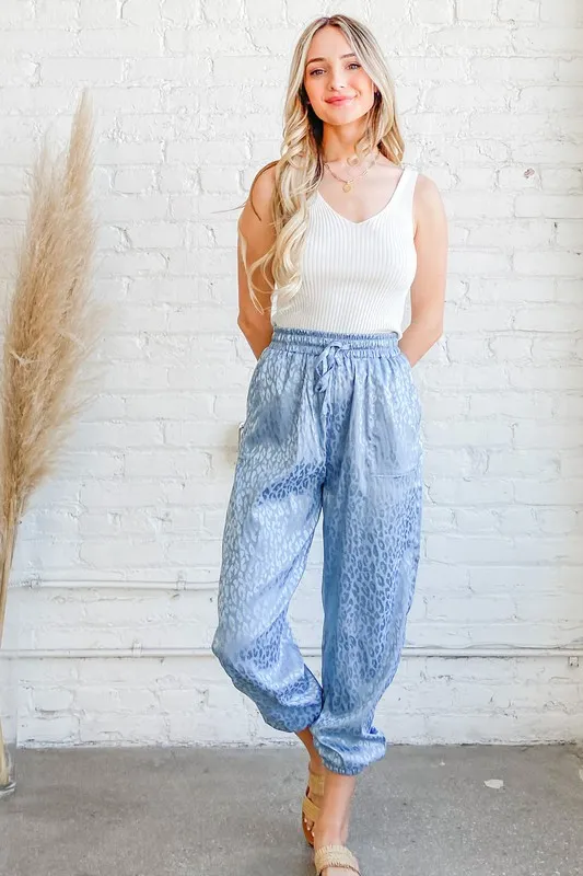 Satin Leopard Print Joggers