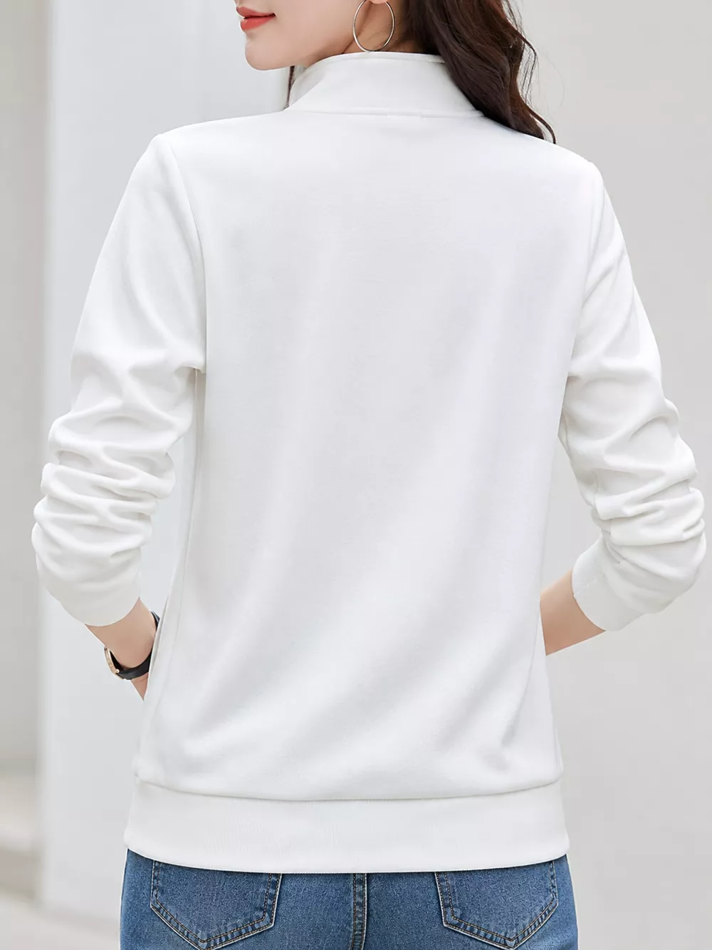 Full Size Stand-Collar Zip-Up Sweatshirt Plus Size, image 3