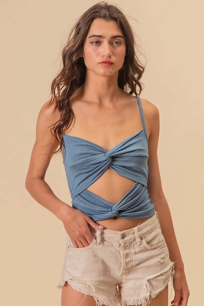 Rayon Span Jersey Knit Double Twist Front Cami Top, image 6