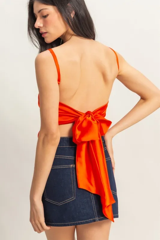 Satin Back Tie Detail Cami, image 4