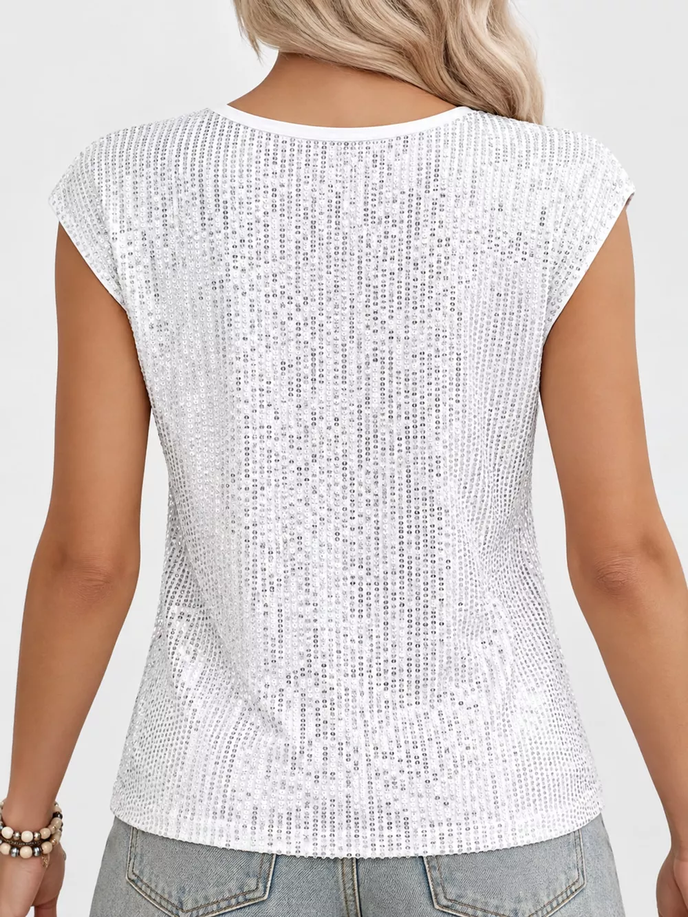 Sequin Round Neck Tank, image 3