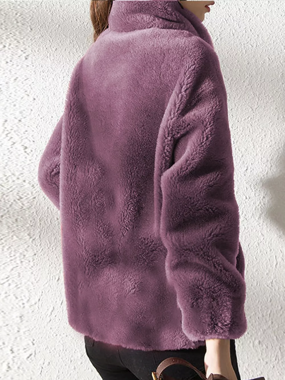 Full Size Drawstring Faux Fur Stand-Collar Zip-Up Outerwear Plus Size, image 22