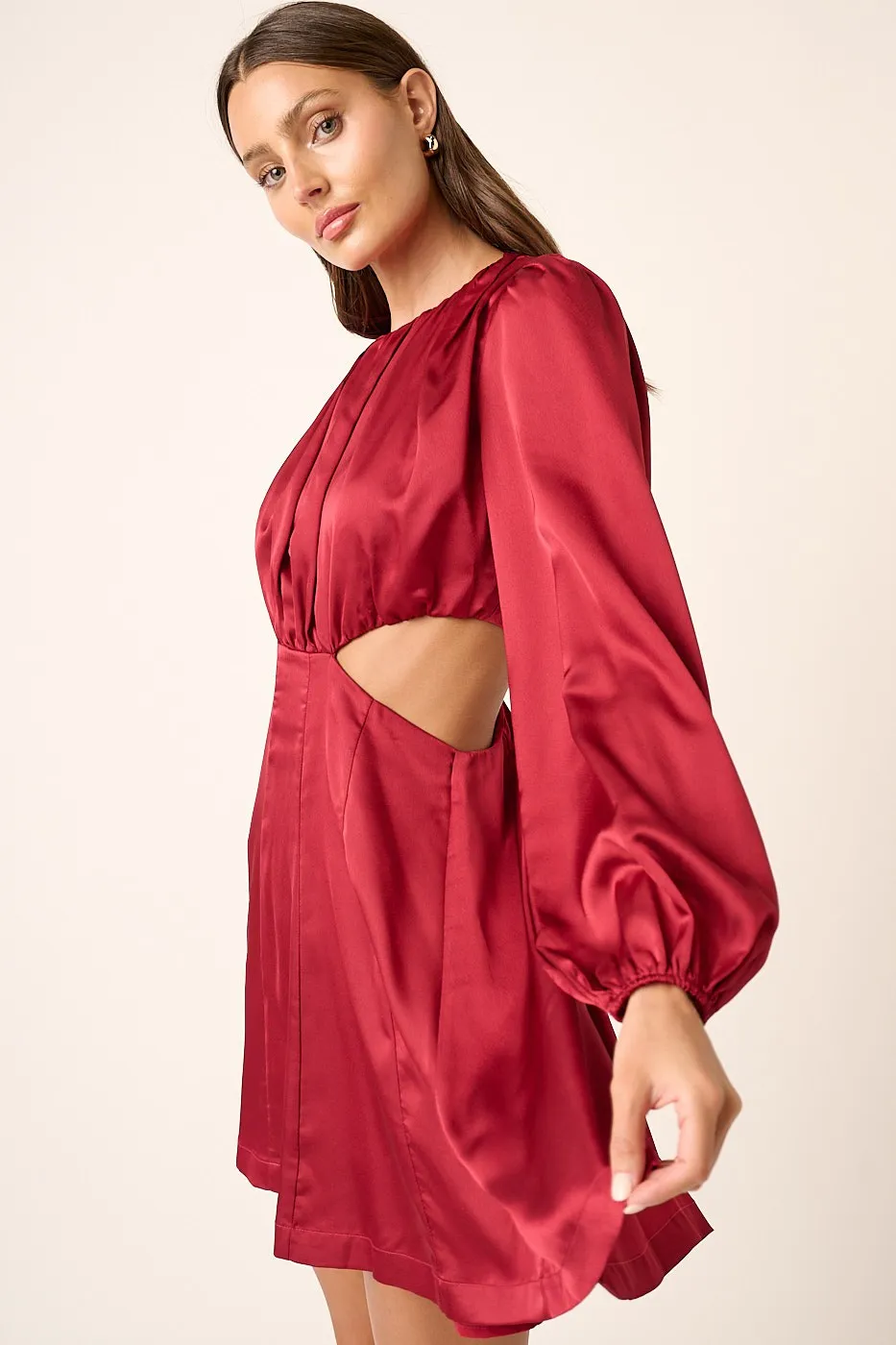Satin Side Cutout Detail Mini Dress, image 2