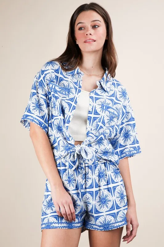 Full Size Tropical Printed Shirt Top and Shorts Set Plus Size, image 8