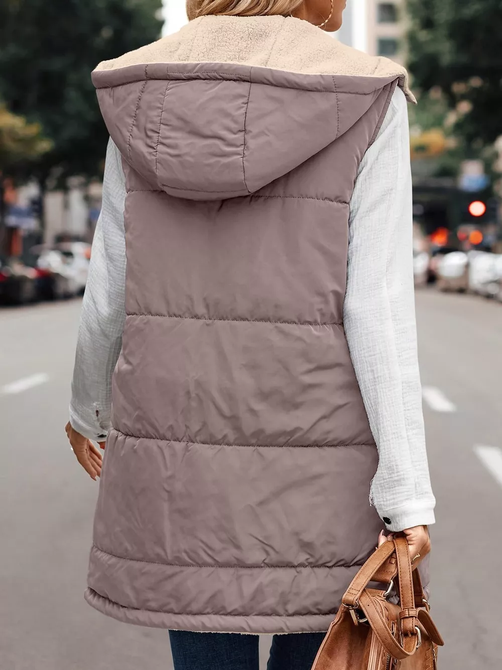 Full Size Hooded Sherpa-Lined Puffer Vest Coat Plus Size, image 23