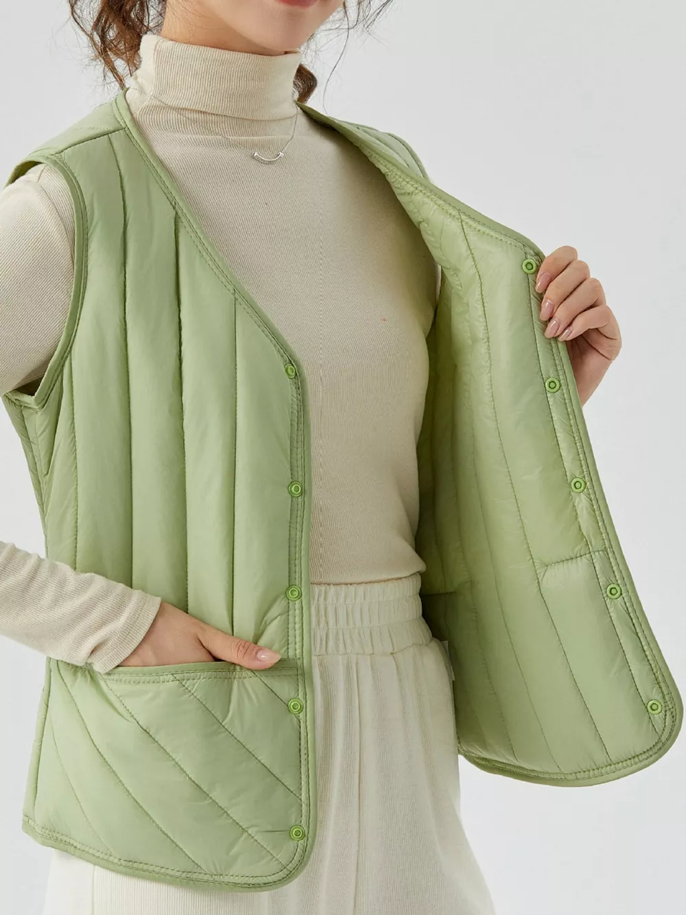 Full Size Quilted Button Up Vest Coat Plus Size, image 59