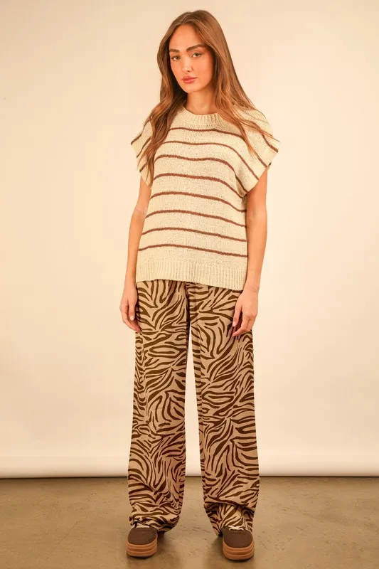 Animal Print Linen Wide Leg Pants, image 8