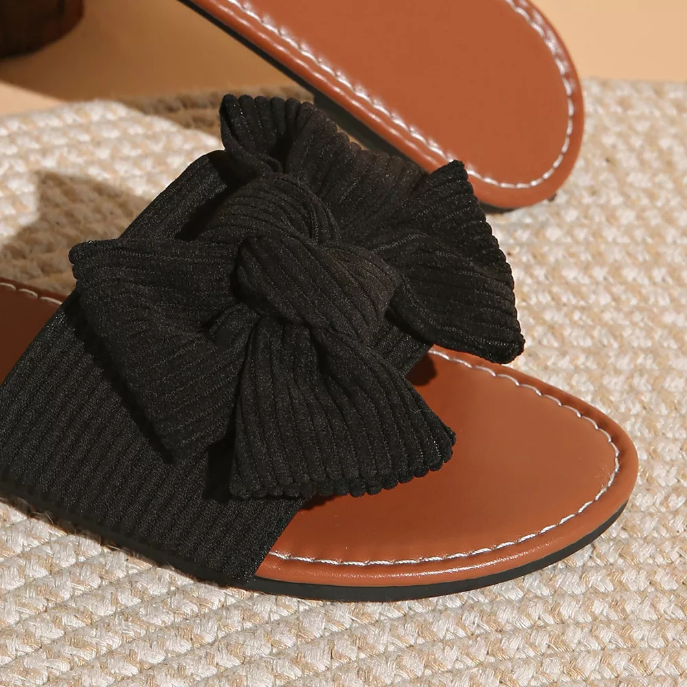 Bow Knot Decor Flat Sandals, image 3