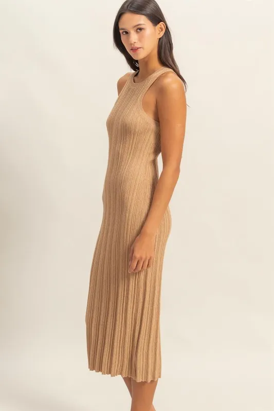 Round Neck Bodycon Ribbed Knit Dress, image 3