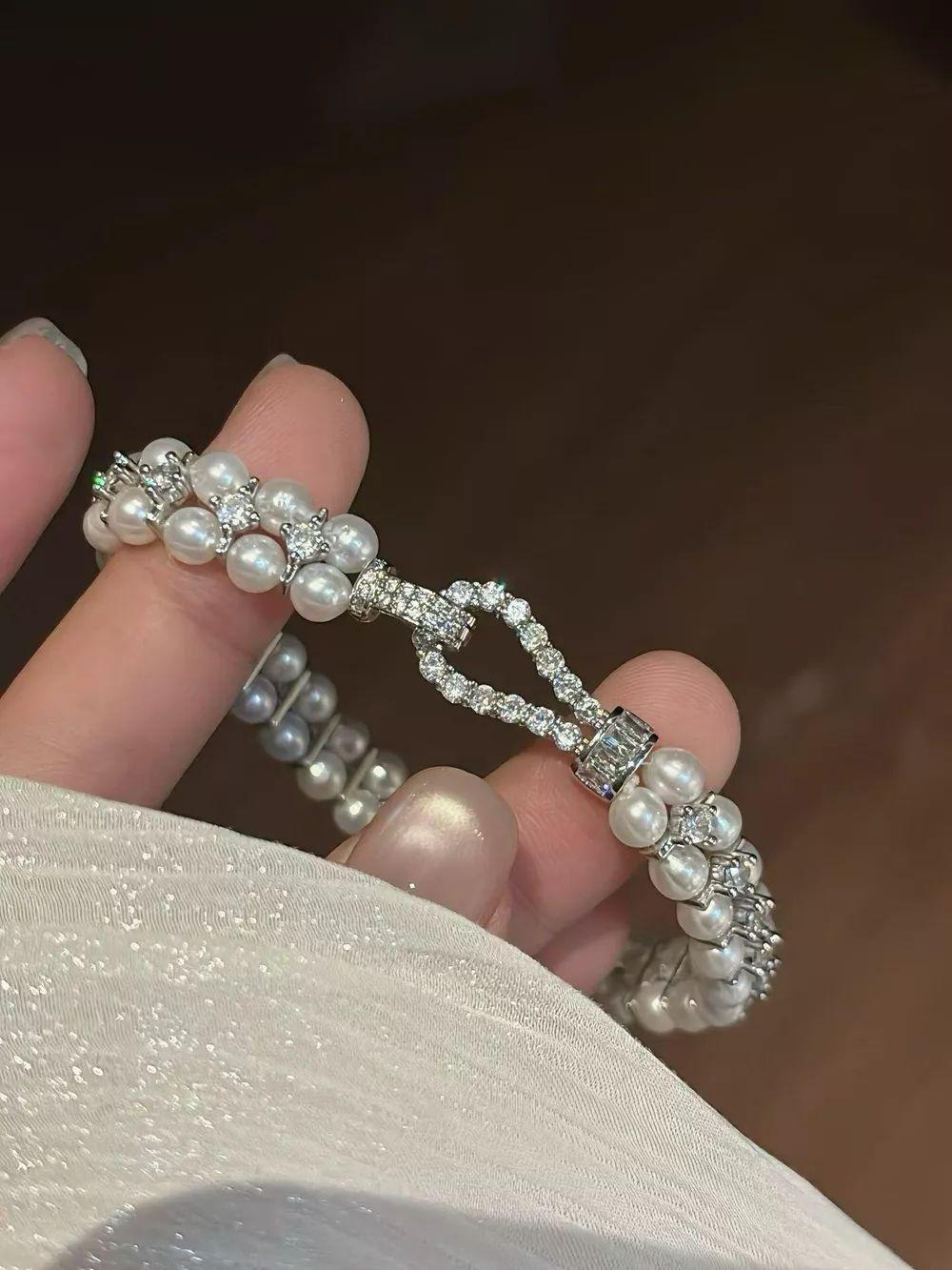 Pearl & Zircon Embellished Bracelet, image 2