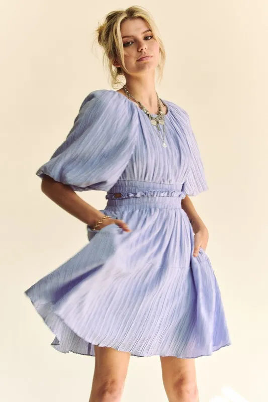Back Button Puff Sleeve Mini Dress, image 9