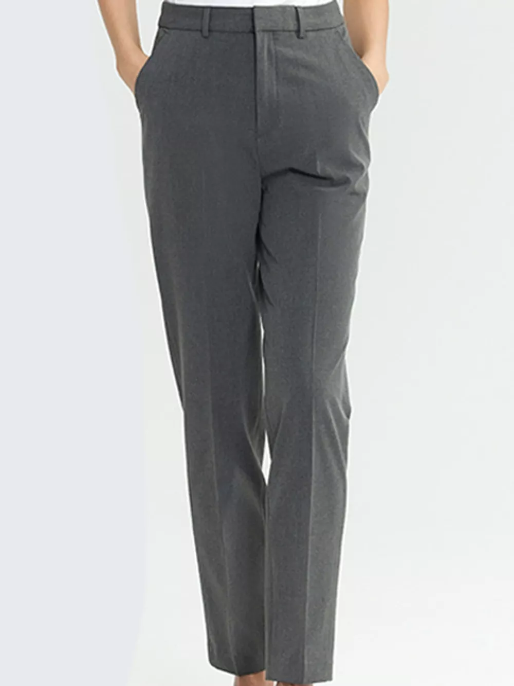 High-Waisted Straight Slim-Fit Pants, image 2