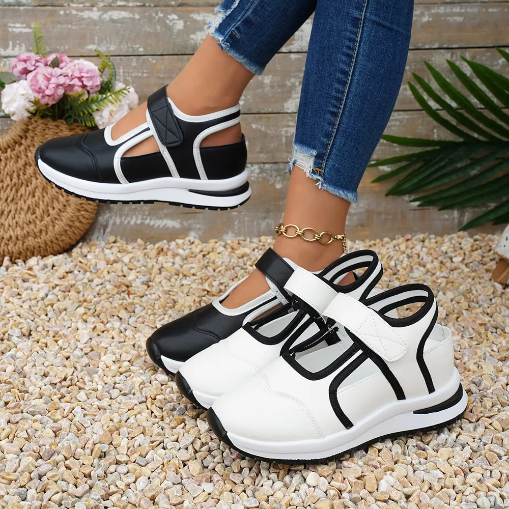 Round Toe Contrast Sneakers, image 2