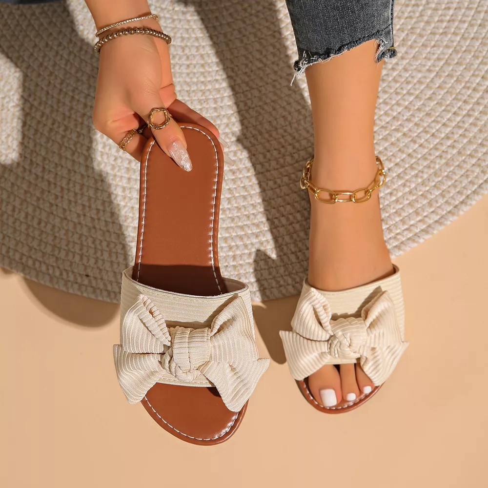 Bow Knot Decor Flat Sandals, image 7
