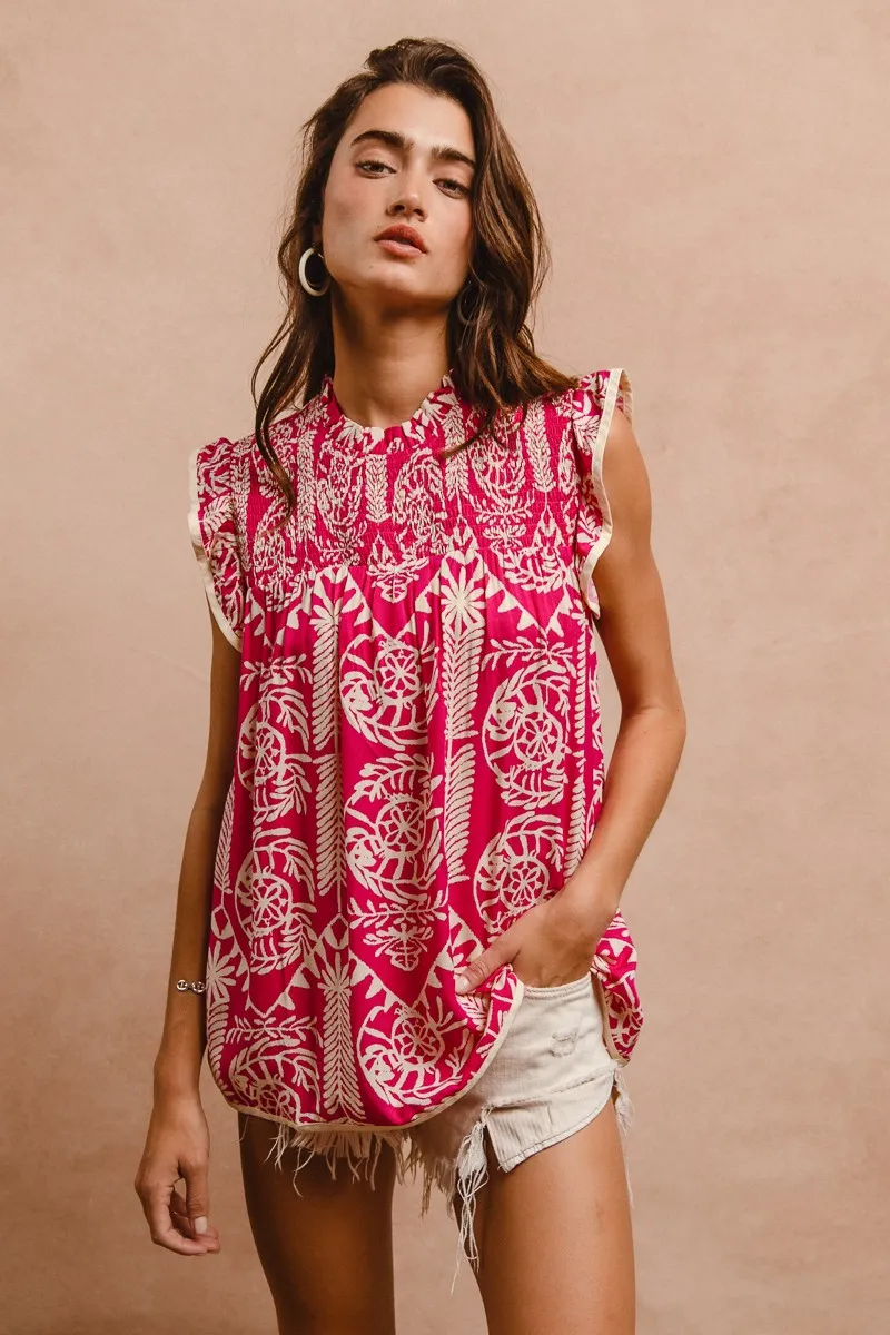 Printed Ruffle Sleeve Top, image 8