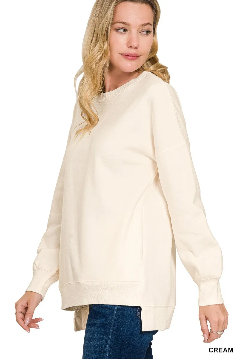 Full Size Fleece Hi-low Boyfriend Sweatshirts with Pockets Plus Size