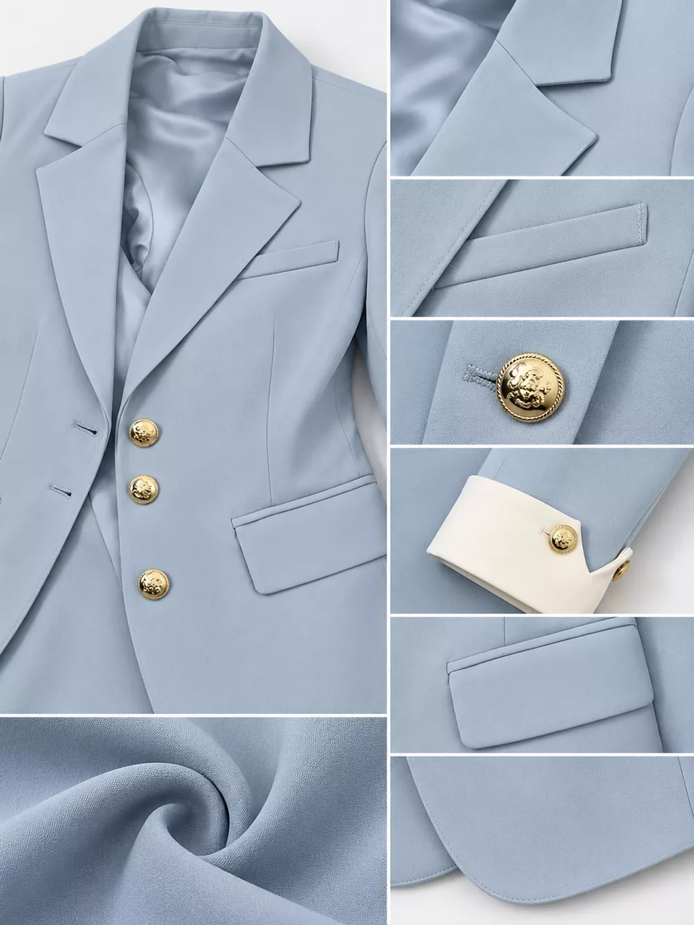 Full Size Single-Breasted Blazer with Gold Button Accents Plus Size, image 8