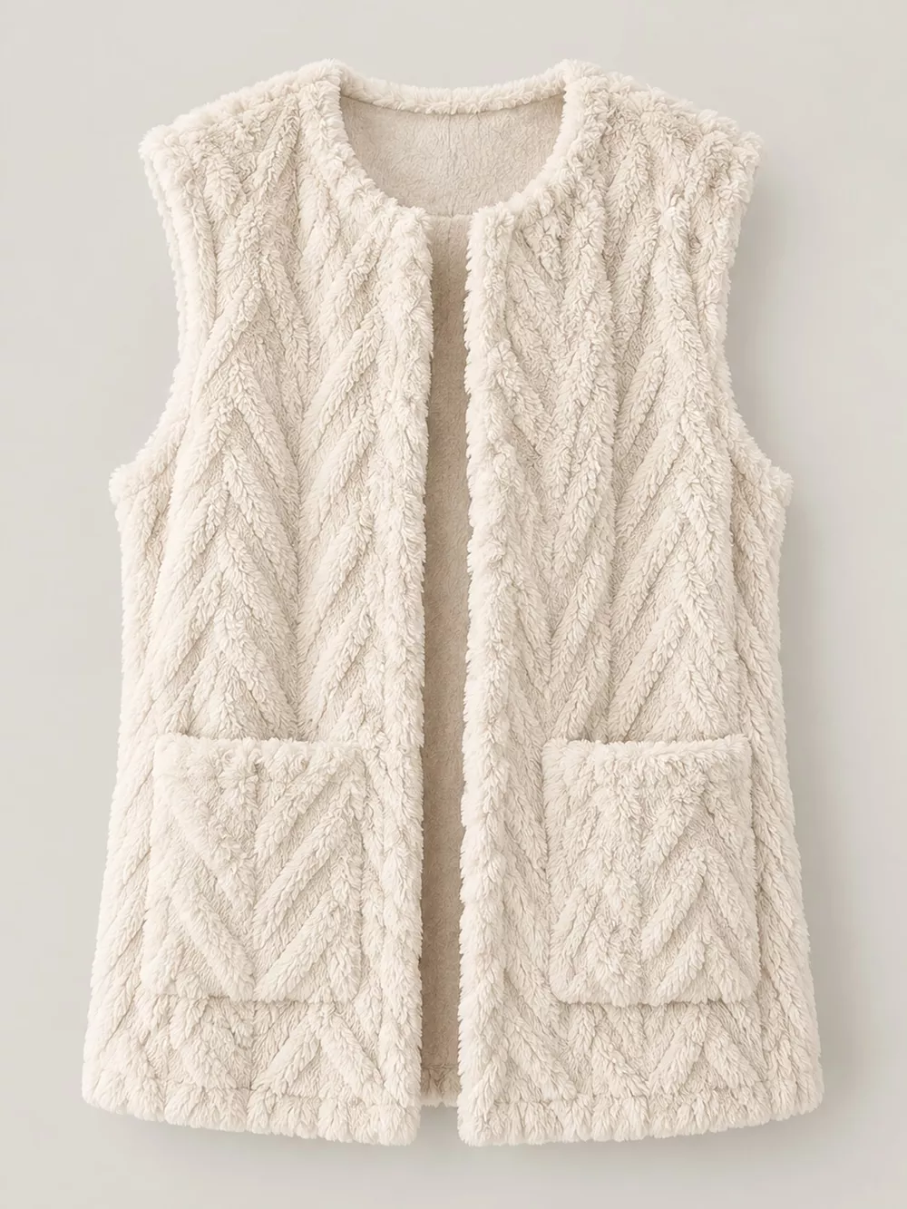Sherpa Open Front Vest Coat, image 12