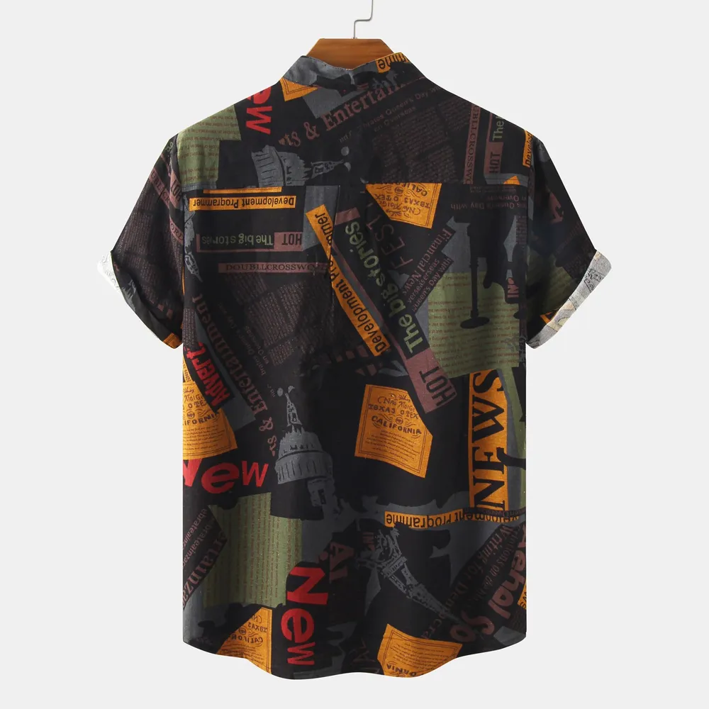 Men's Printed Button Detail Short Sleeve Shirt, image 2