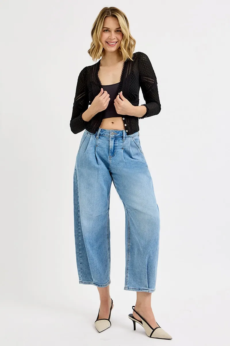 Full Size Mid Rise Fit Crop Wide Volume Leg Jeans Plus Size, image 5