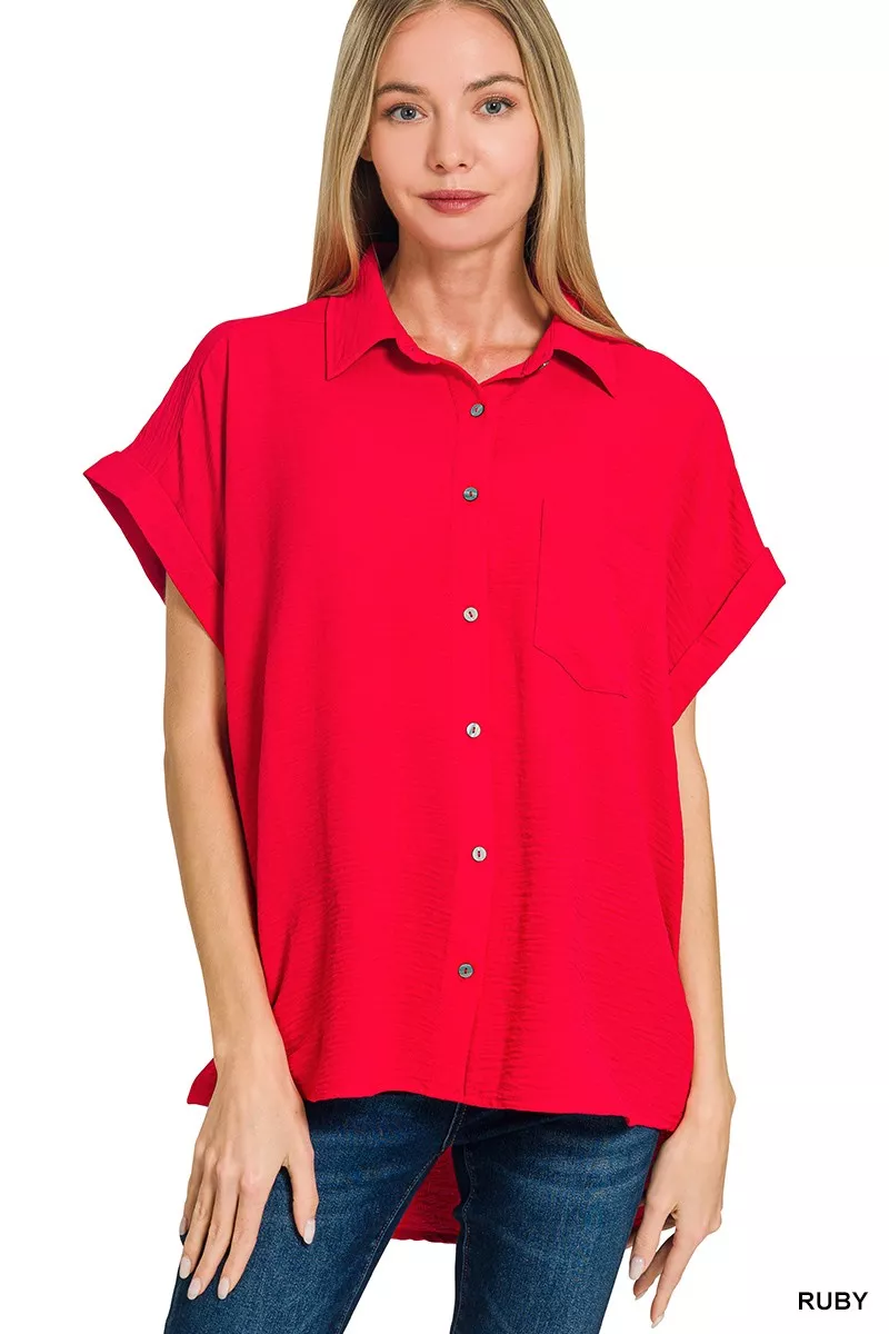 Woven Airflow Button Down Shirt