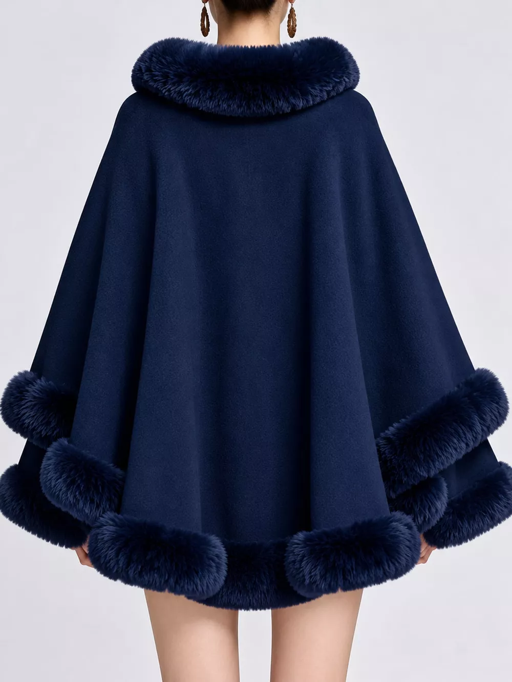 Faux Fur Trimmed Hooded Cape, image 61