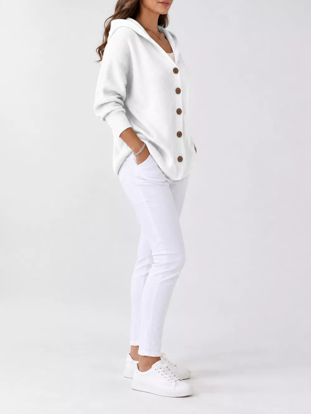 Full Size Hooded Button-Down Knit Cardigan Plus Size, image 38