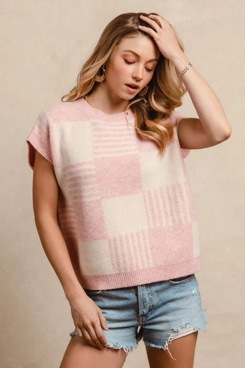 Checker With Stripes Pattern Sleeveless Sweater, image 11