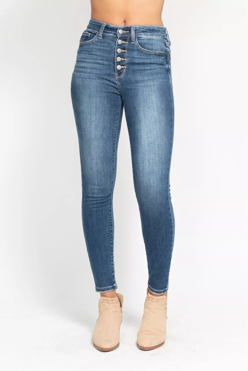 Full Size High Rise Button Fly Skinny Jeans Plus Size, image 12